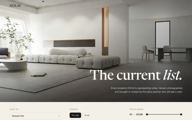 The HOLM Listings site we built